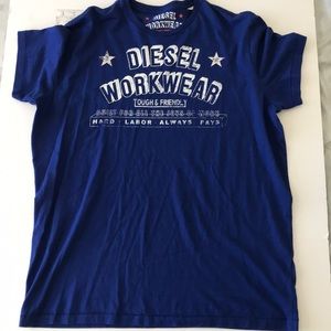 Men’s Blue Diesel Workwear Graphic Tee Shirt